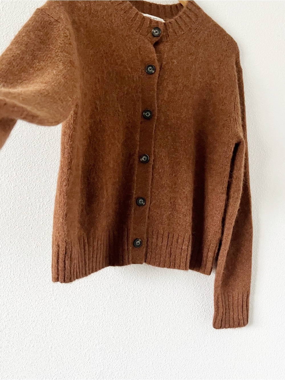 Everlane Alpaca Blend Brown Crewneck Button Front Soft Knit Cardigan Sweater - Picture 5 of 9
